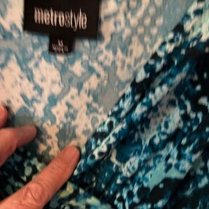 Women dress top size medium blue with black and white long sleeves v neck